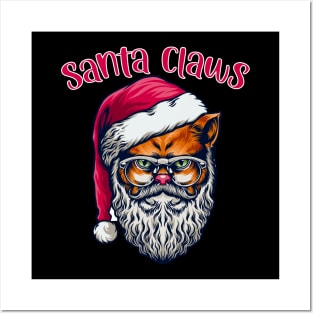 Santa Claws Funny Christmas Cat Holiday Design Posters and Art